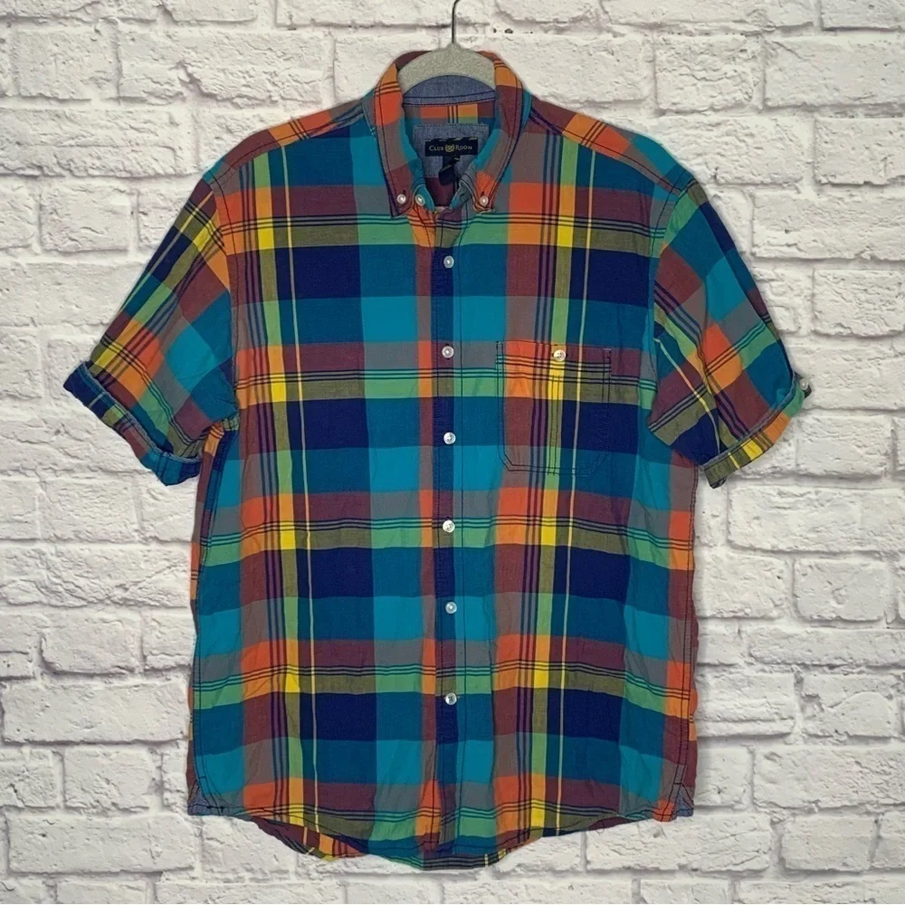 Club Room Mens Plaid Casual Button Down T-Shirt - Picture 4 of 11